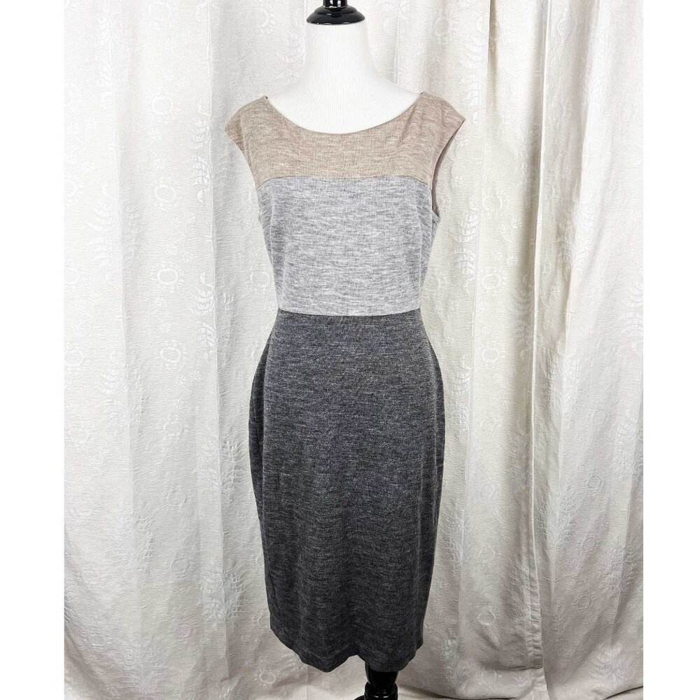 Escada color block knit sweater dress virgin wool blend midi